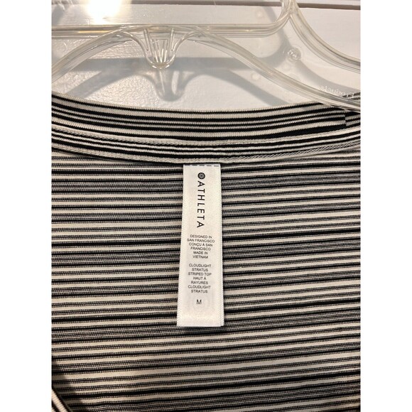 Athleta Cloudlight Stratus Black Ivory Stripe Long Sleeve Size Medium Athletic - Picture 2 of 3